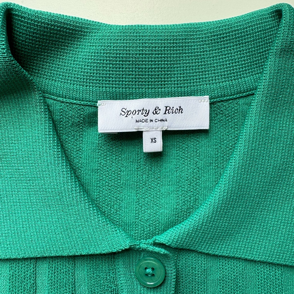 Sporty & Rich Ribbed Polo Top – Spring Green - Picture 6 of 14